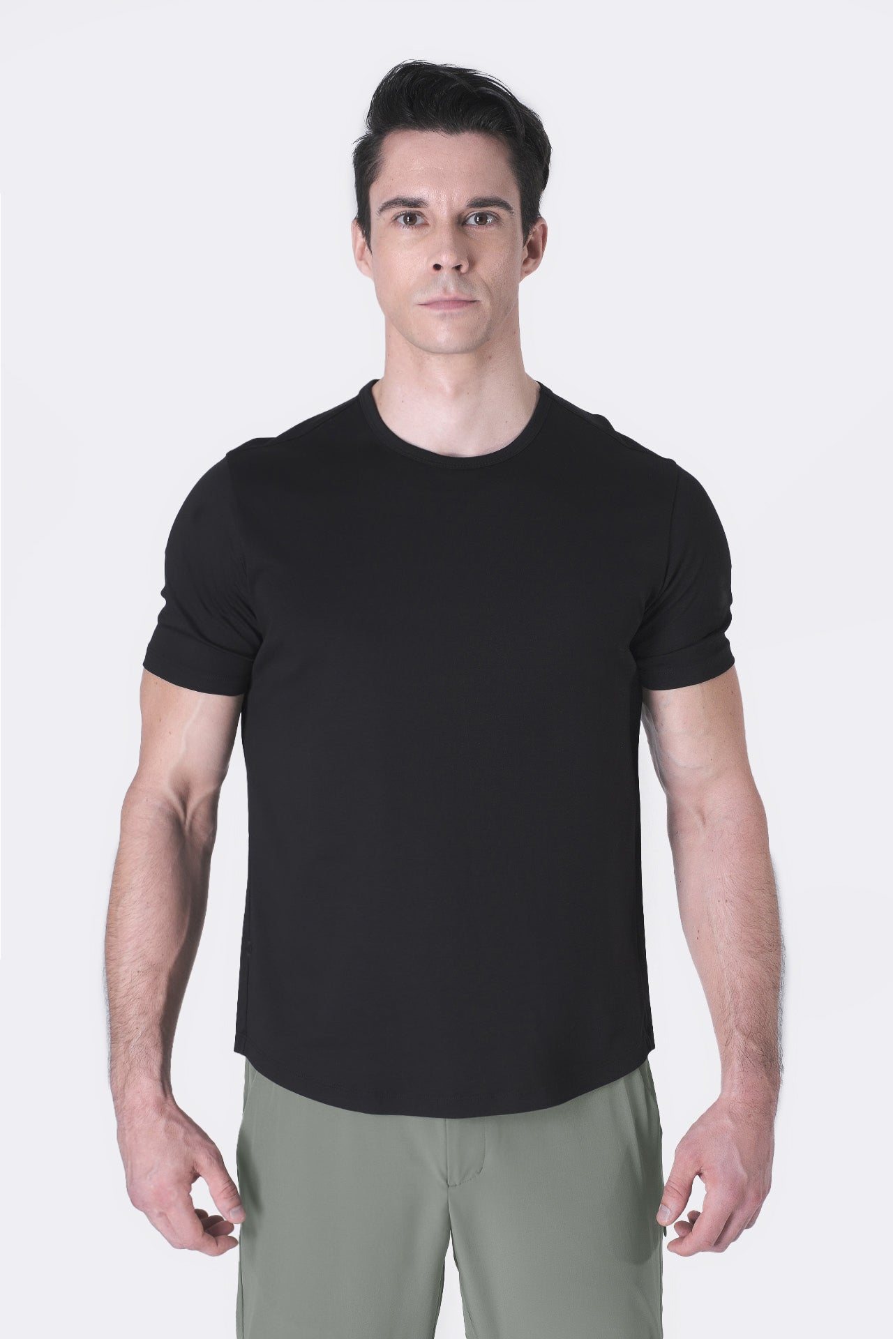 MIGO US Supima Cotton Explorer Drop Cut Crew Neck Tee Black