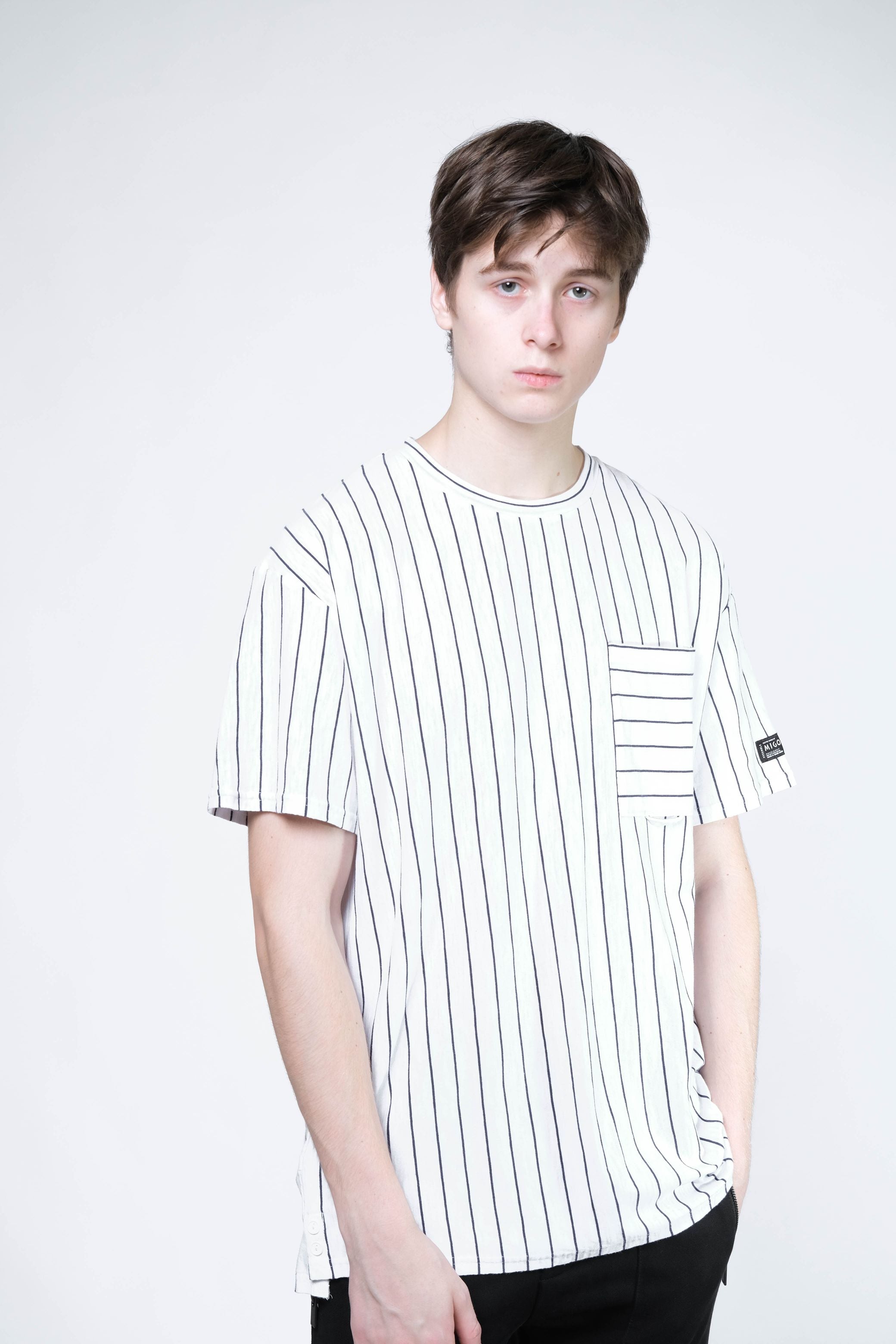 Stripe Pocket Tee (White/Navy) | MIGO Hong Kong – MIGO – Elevated