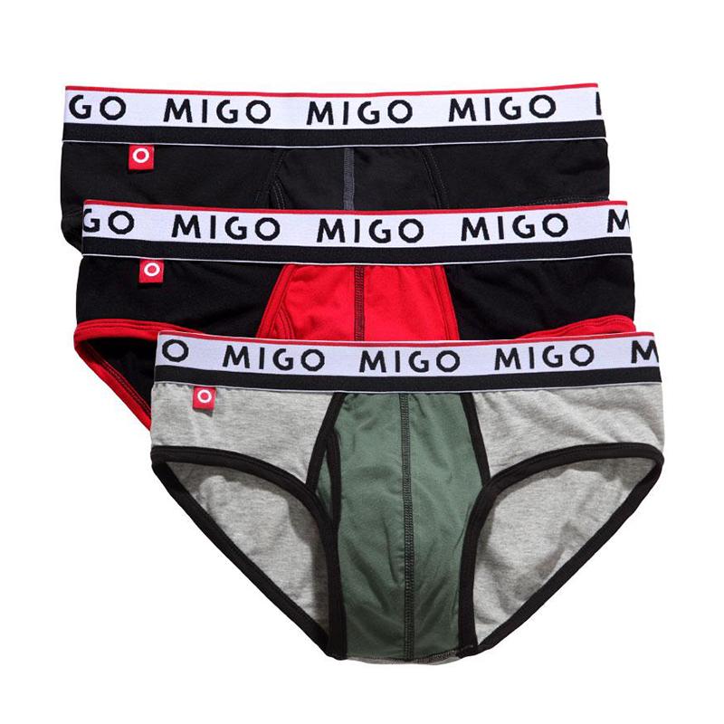 Cotton Two-tone Brief (3 In 1 Pack) - Pk.3 Underwear (Men's) MIGO