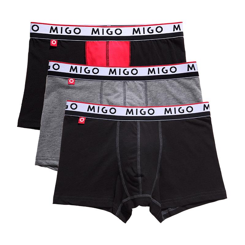 Cotton Two-tone trunk (3 In 1 Pack) | MIGO Underwear (Men's) MIGO
