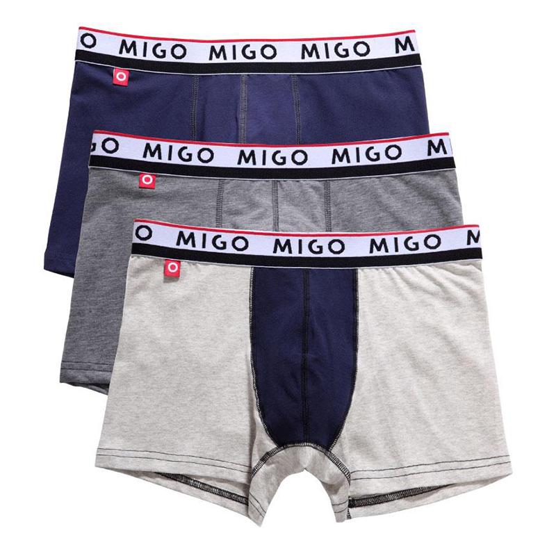 Cotton Two-tone trunk (3 In 1 Pack) Underwear (Men's) MIGO
