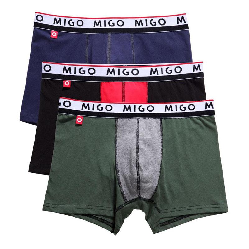 Cotton Two-tone trunk (3 In 1 Pack) Underwear (Men's) MIGO