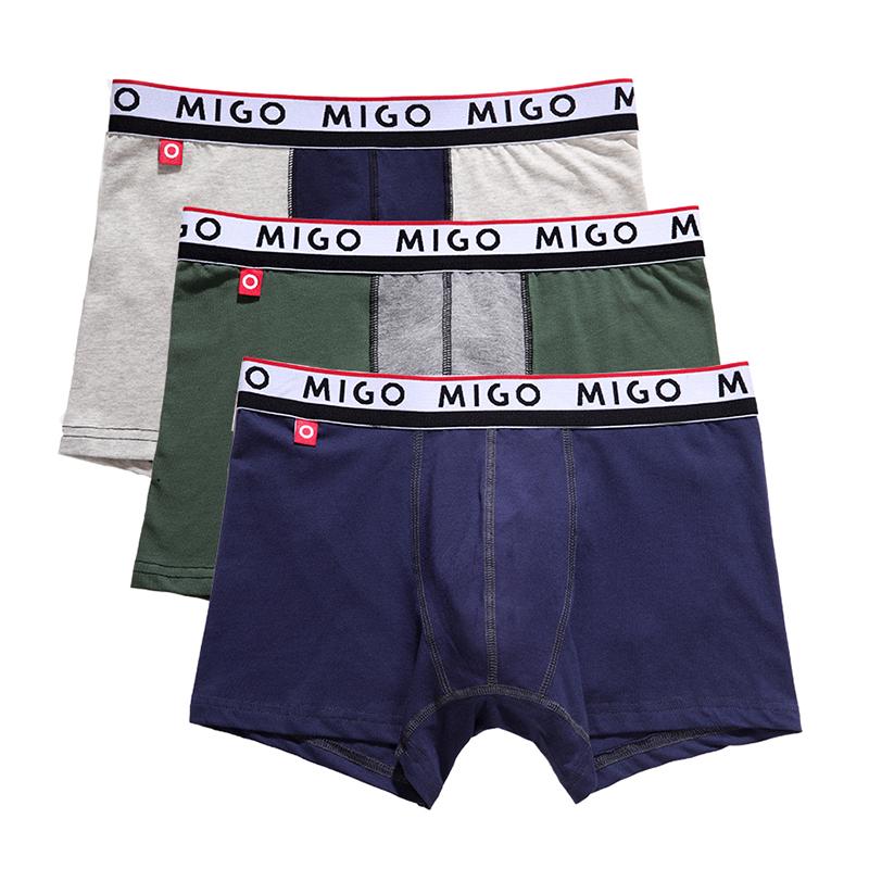 Cotton Two-tone trunk (3 In 1 Pack) Underwear (Men's) MIGO