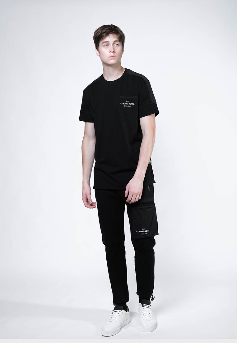 Shoulder Patch Pocket Tee (Black) - [MIGO Menswear]