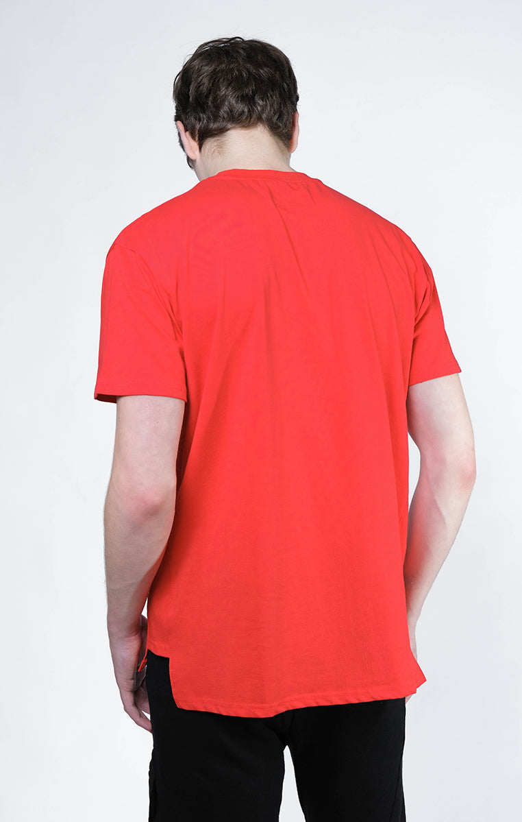 Hong Kong Side Split Tee (Red) - [MIGO Menswear]