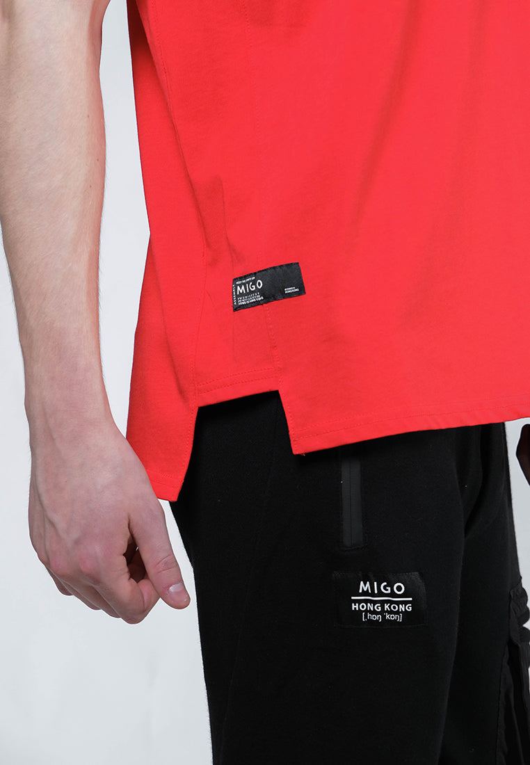 Hong Kong Side Split Tee (Red) - [MIGO Menswear]
