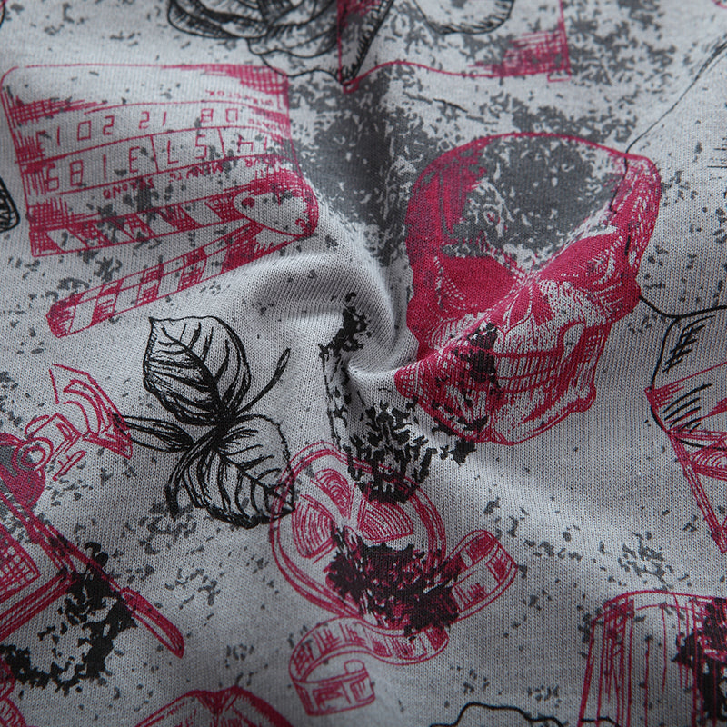 Cotton Pattern Crew Neck Tee (Horror Grey) - [MIGO Menswear]