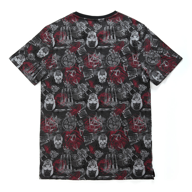Cotton Pattern Crew Neck Tee (Horror Black) - [MIGO Menswear]