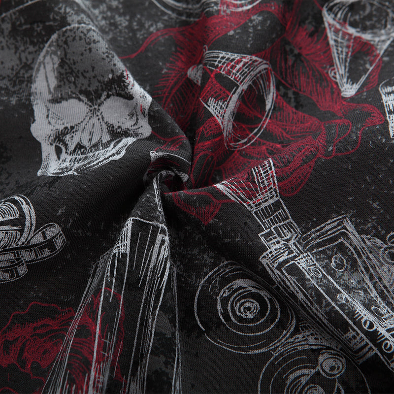 Cotton Pattern Crew Neck Tee (Horror Black) - [MIGO Menswear]