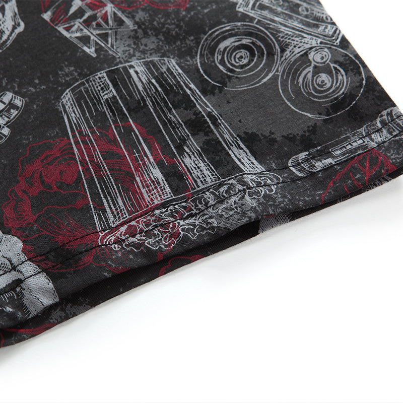 Cotton Pattern Crew Neck Tee (Horror Black) - [MIGO Menswear]