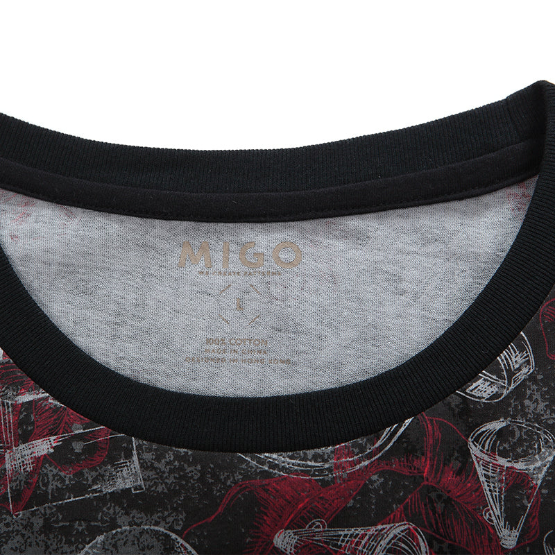 Cotton Pattern Crew Neck Tee (Horror Black) - [MIGO Menswear]
