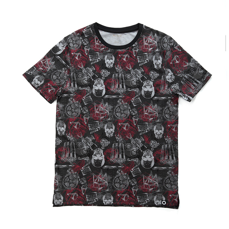 Cotton Pattern Crew Neck Tee (Horror Black) - [MIGO Menswear]