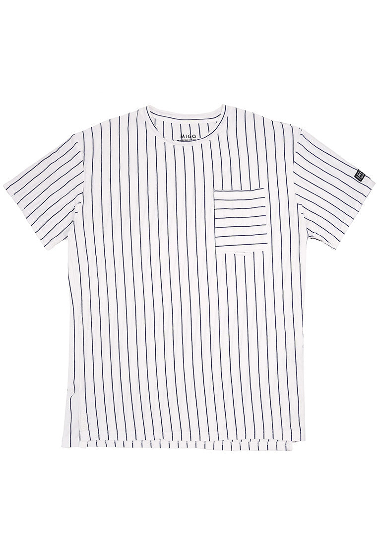Stripe Pocket Tee (White/Navy) - [MIGO Menswear]