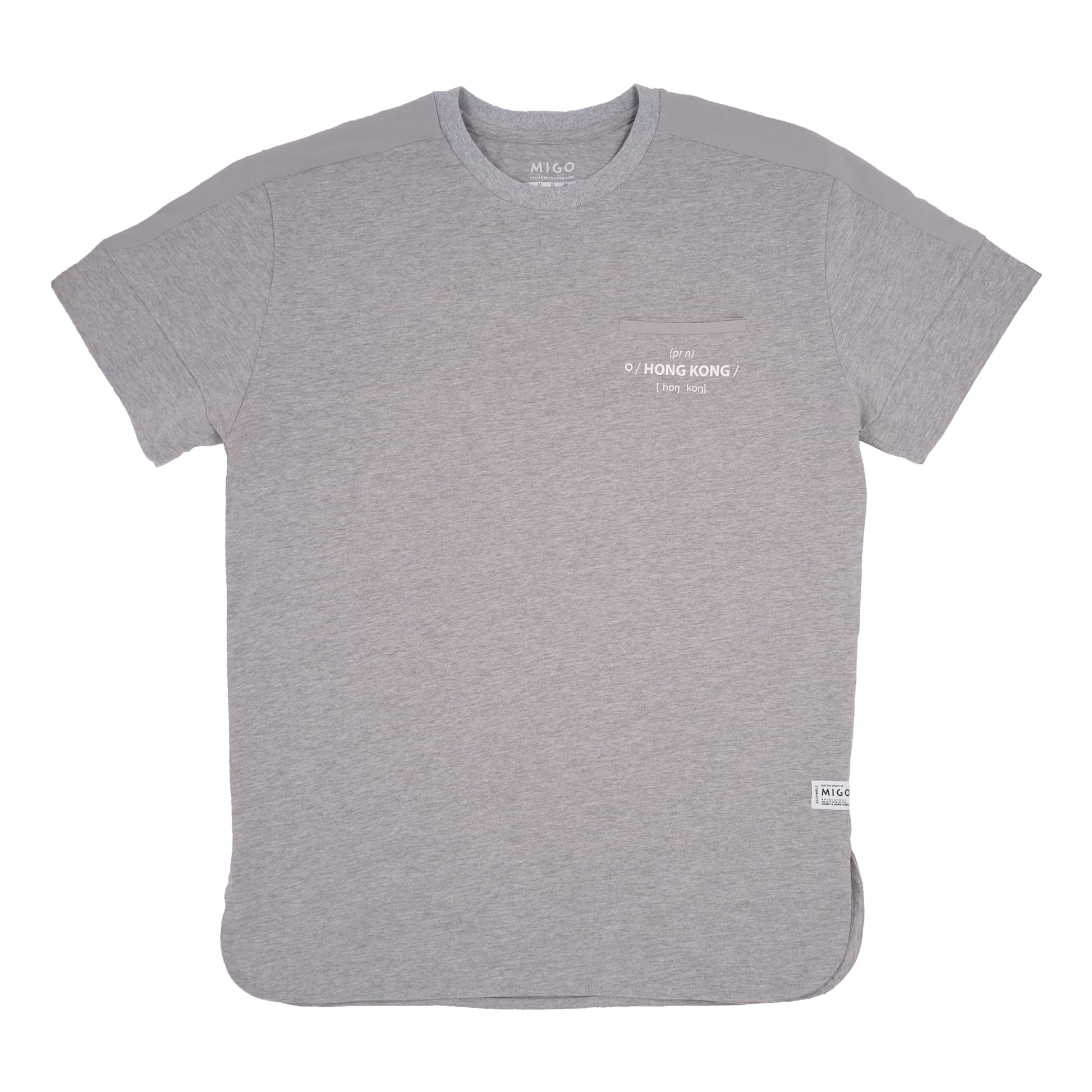Shoulder Patch Pocket Tee (Grey Melange) - [MIGO] - [Hong Kong Brand] - [Menswear] - [本地品牌] - [男裝] - [運動服] - [casual wear] 
