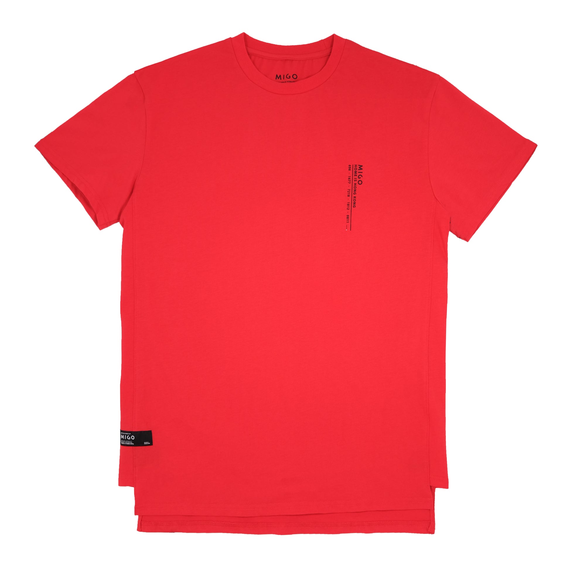 Hong Kong Side Split Tee (Red) - [MIGO Menswear]