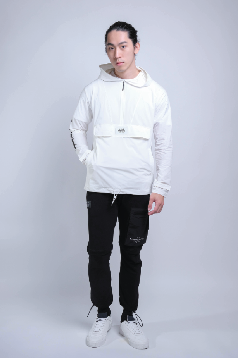 Front Zip Windbreaker (Offwhite) - [MIGO Menswear]