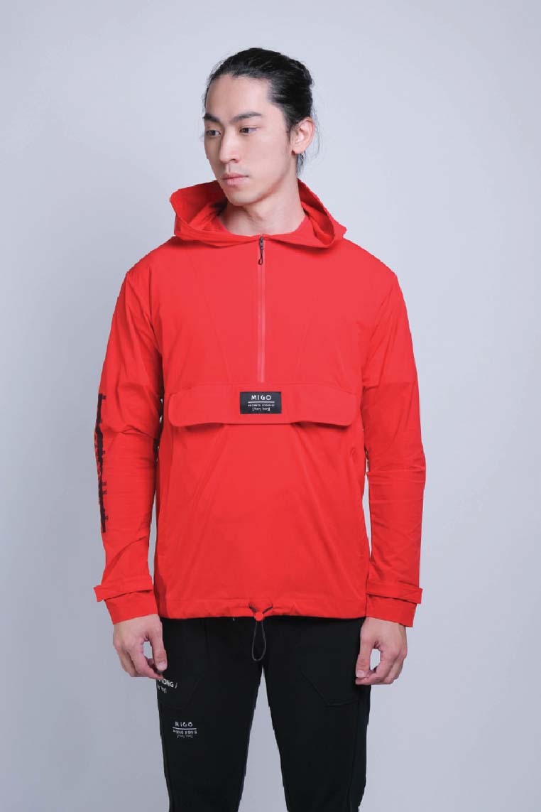 Front Zip Windbreaker (Red) - [MIGO Menswear]