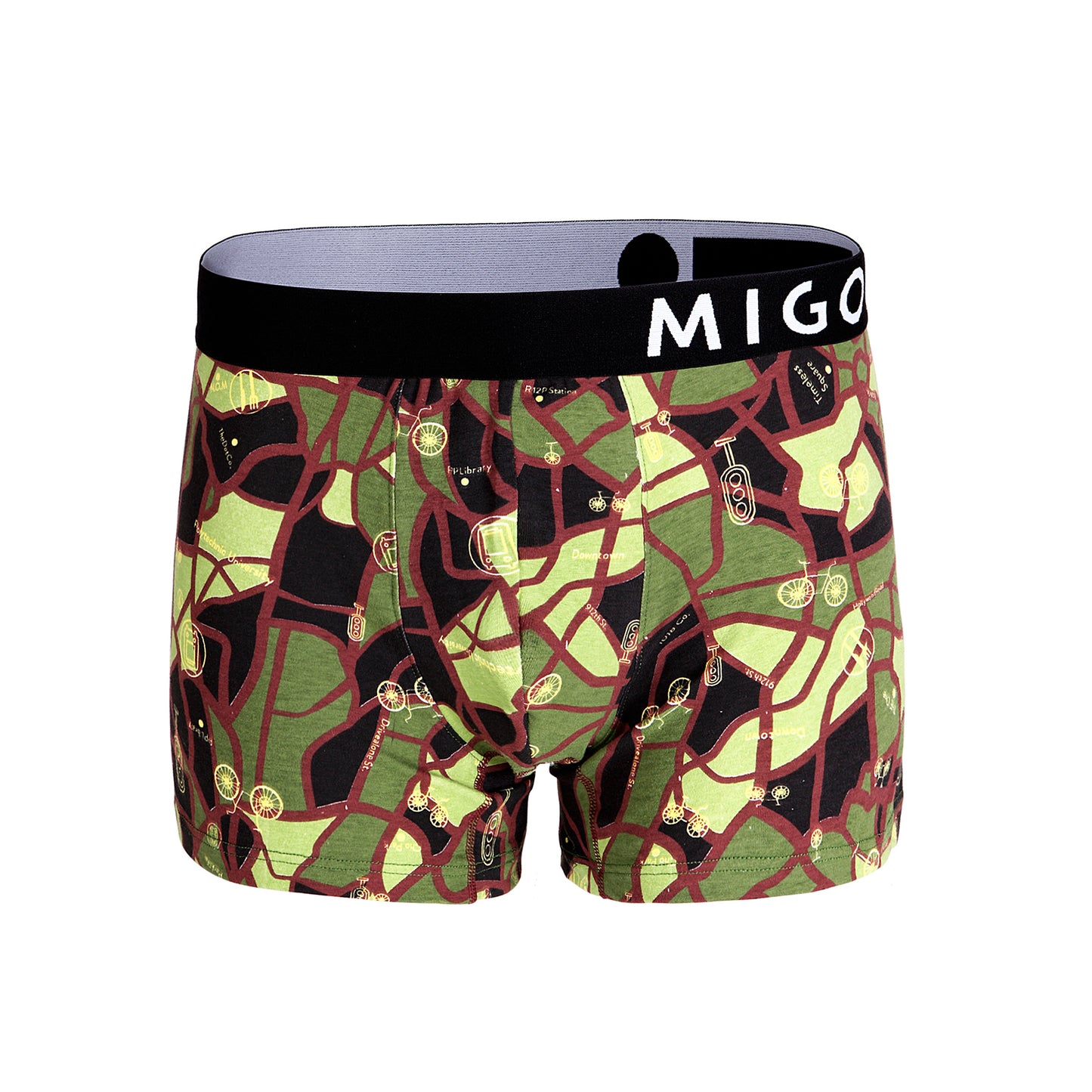 Map Cotton Pattern Trunk - Army Green - [MIGO] - [Hong Kong Brand] - [Menswear] - [本地品牌] - [男裝] - [運動服] - [casual wear] 