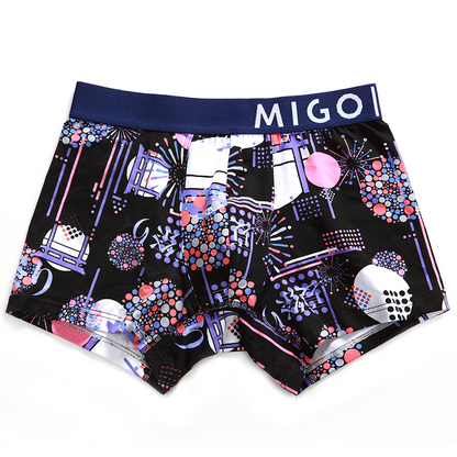 Fireworks Cotton Pattern Trunk - Black - [MIGO] - [Hong Kong Brand] - [Menswear] - [本地品牌] - [男裝] - [運動服] - [casual wear] 