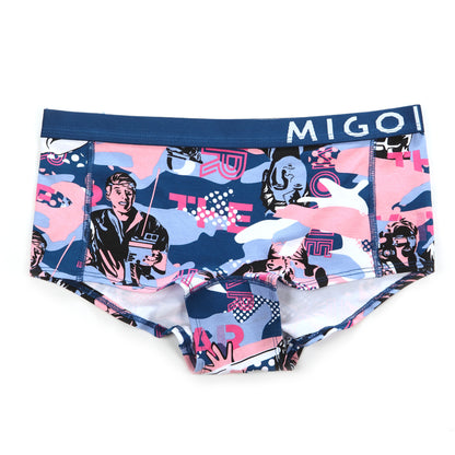Cotton Pattern Ladies' Mini Shorts (Stars Blue) - [MIGO Menswear]