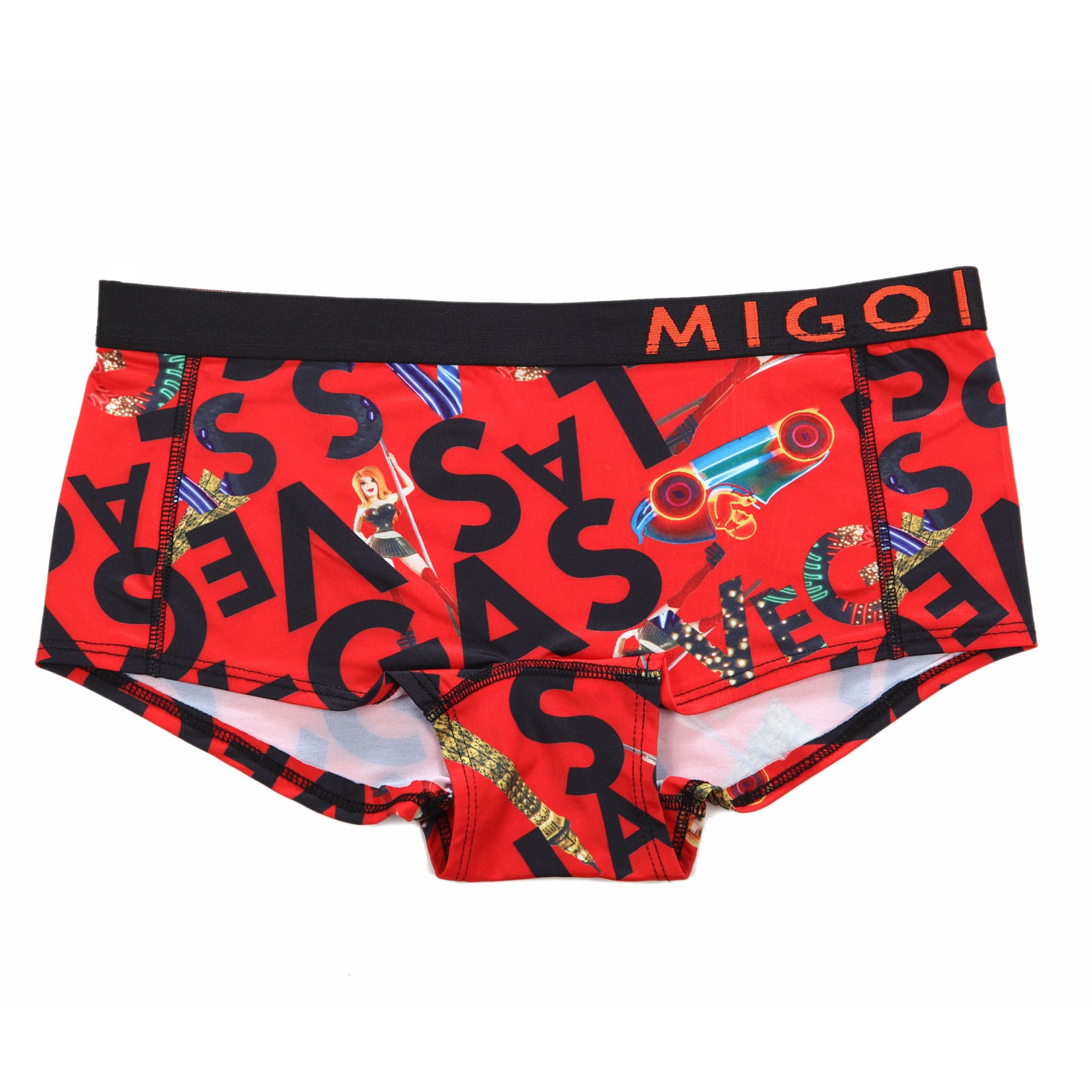 Micro Fibre Pattern Ladies Mini Shorts (Bello Red) - [MIGO Menswear]