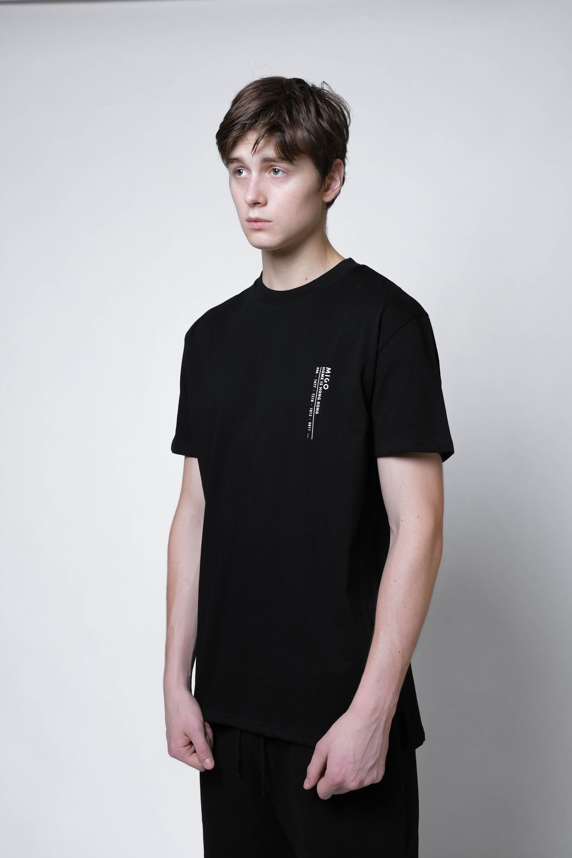 Hong Kong Side Split Tee (Black) - [MIGO Menswear]