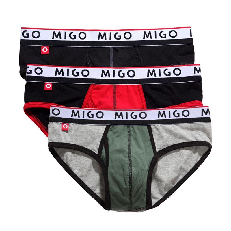 Cotton Two-tone Brief (3 In 1 Pack) - Pk.3 Underwear (Men's) MIGO 