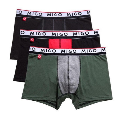 Cotton Two-tone trunk (3 In 1 Pack) Underwear (Men's) MIGO 
