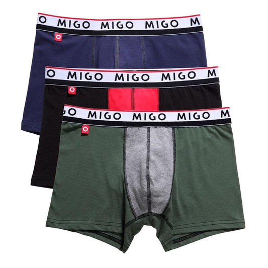 Cotton Two-tone trunk (3 In 1 Pack) Underwear (Men's) MIGO 