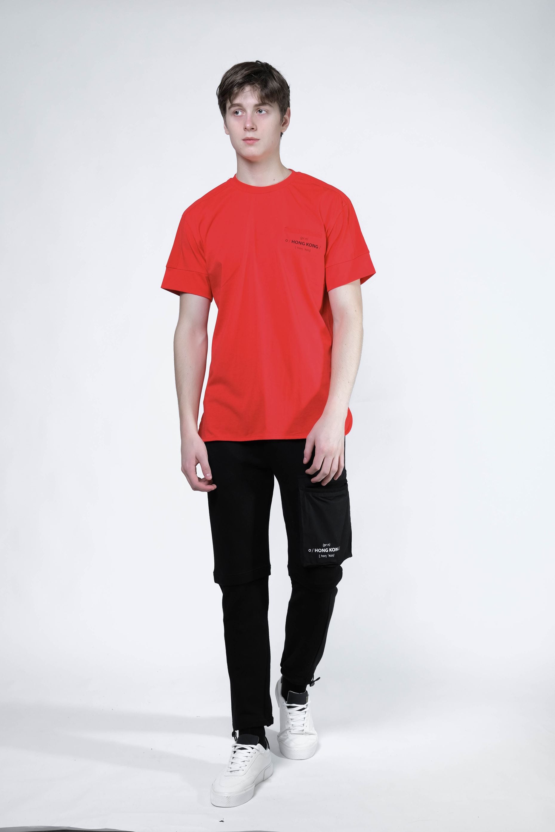 Shoulder Patch Pocket Tee (Red) - [MIGO Menswear]